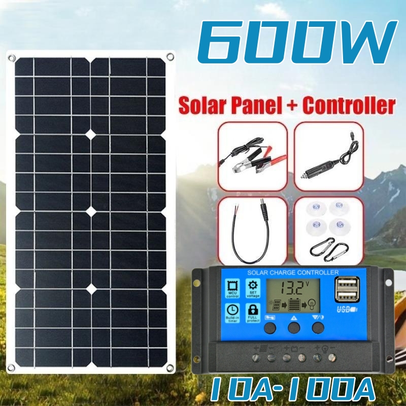 Solar Emergency Charger - 600 واط الألواح الشمسية 12 فولت